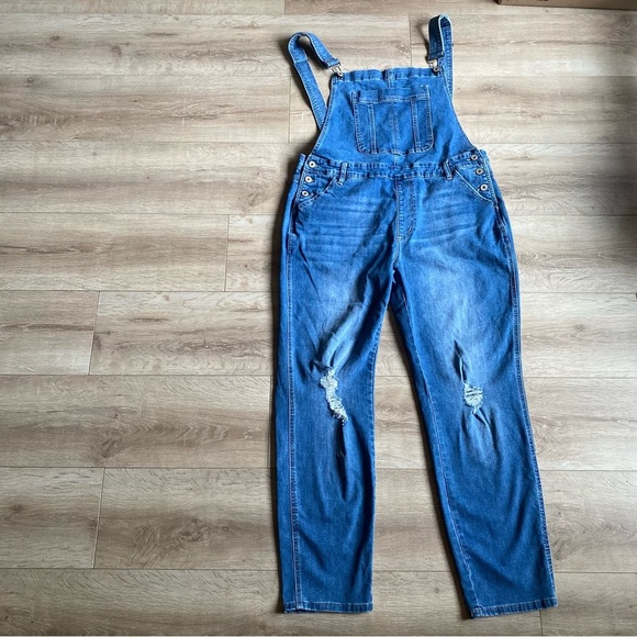 KanCan Estilo jean overalls open back 1X denim bib overalls - Picture 5 of 16